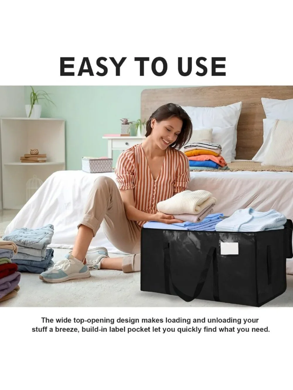 Extra Large Heavy Duty Waterproof Moving Bags - 8 Pack Storage Totes with